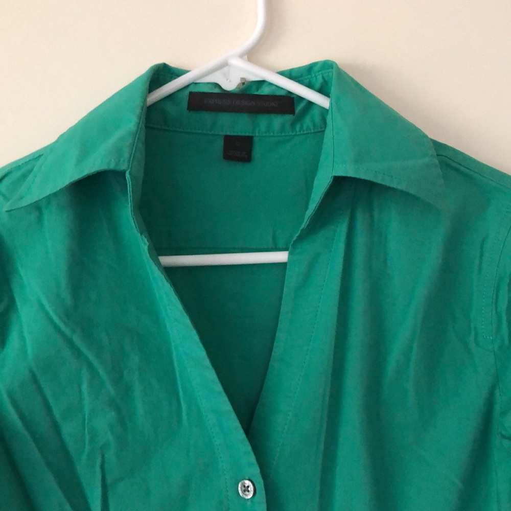 Express Design Studio Button Down Top - Mint - image 2